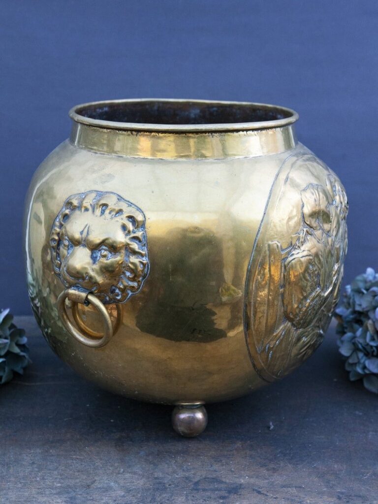 Vintage Large French Gold Copper Planter Pot Brocante Ma Jolie