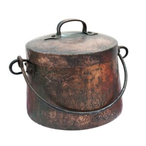 Antique French Hammered Copper Cauldron