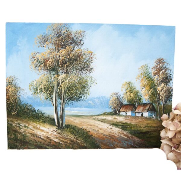 Vintage French countryside oil painting