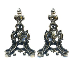 vintage bronze fireplace andirons