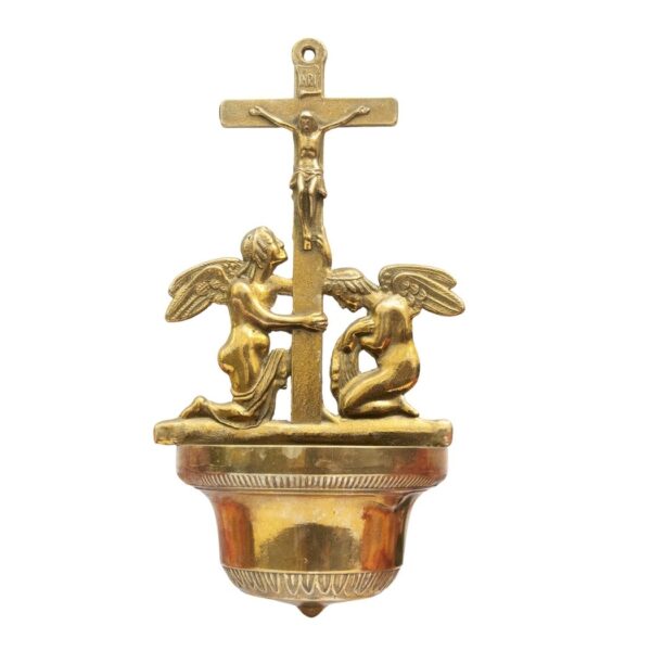 brass holy water font