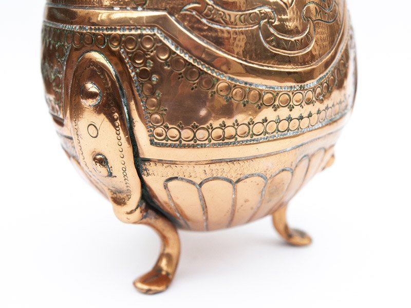 Antique copper chocolate pot beautifully decorated - Brocante Ma Jolie