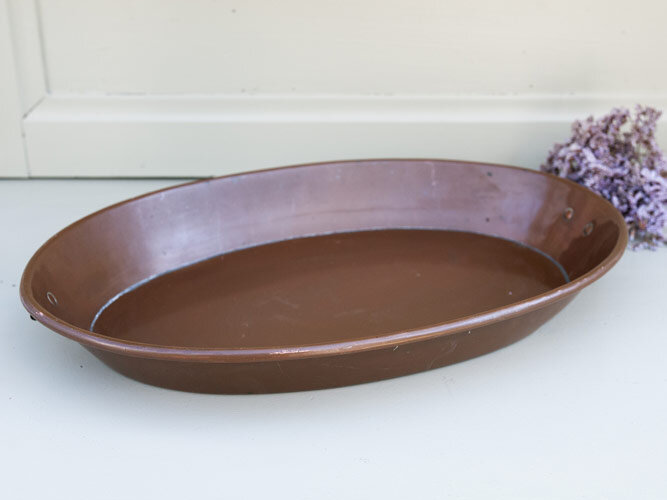 Long Copper Roasting Pan Tray Tin Lined Antique French Chateau Cookware  Oven Large Plannished Artisan Handmade Narrow 