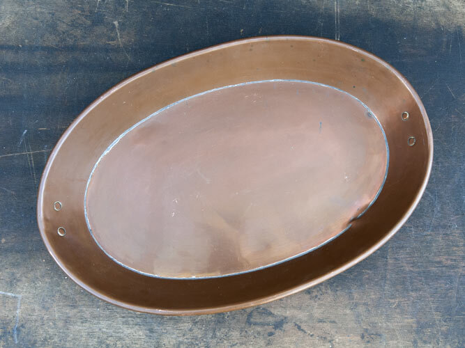 Long Copper Roasting Pan Tray Tin Lined Antique French Chateau