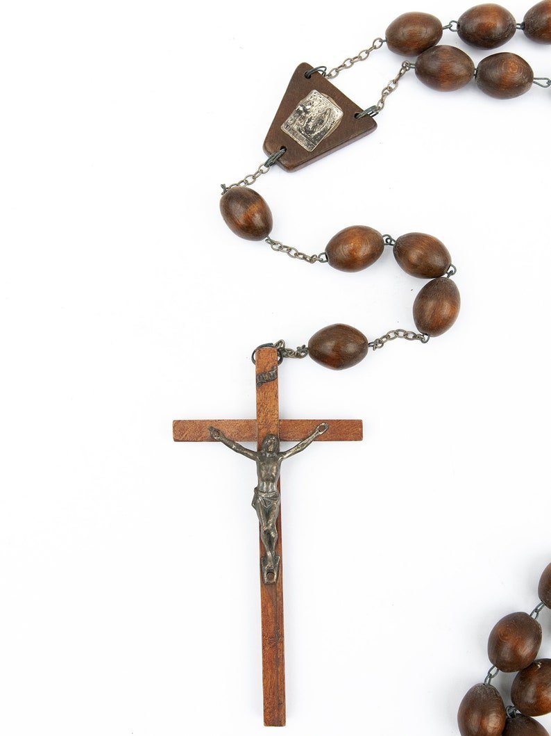 Monk Cross W Wooden Beads