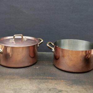 Copper Hammered Pans Five Vintage French 1.8-1.9mm Tin Lined