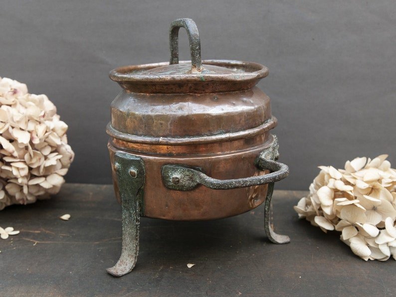 Antique Copper Pot Cauldron, Vintage Copper Kettle, Candy Making