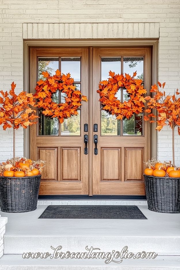 outdoor fall wreath front porch
