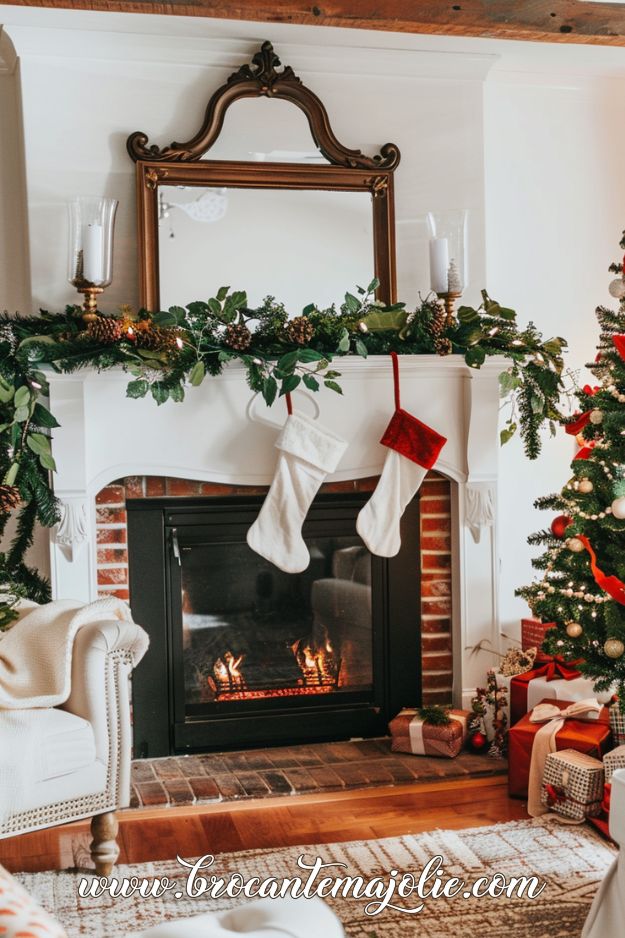 christmas living room fireplace decor