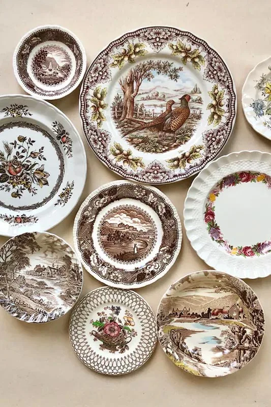 french vintage plates as wall art