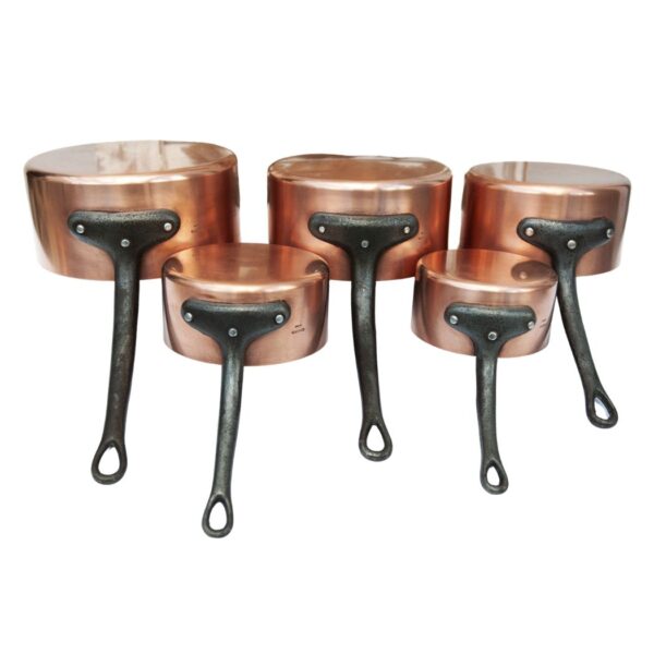 Set of 5 Vintage TOURNUS French Copper Pans