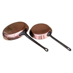 Set of 2 French Tin Lined Copper Frying Pans