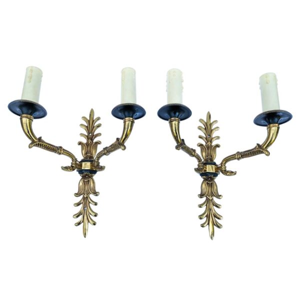 Pair of Vintage French Empire Bronze Wall Sconces