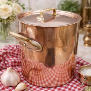 Antique French Copper Stockpot with Lid
