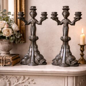Set of 2 Vintage Japanese-Inspired Candelabra