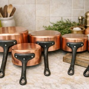 Set of 5 Vintage TOURNUS French Copper Pans