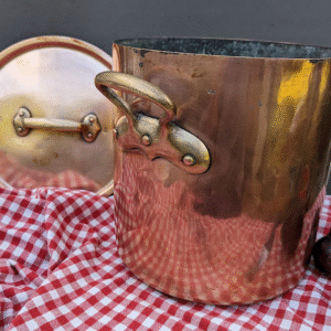 Antique French Copper Stockpot with Lid