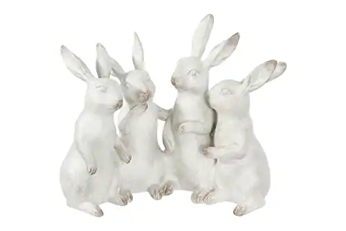 Creative Co-op EC0147 Whitewashed Polyresin Bunny Rabbit Quartet Figures and Figurines, White