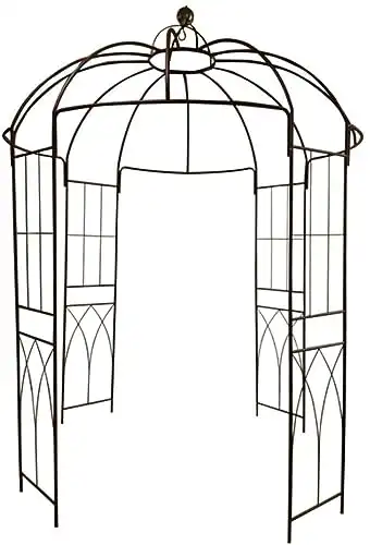 OUTOUR French Style Birdcage Shape Heavy Duty Gazebo,9'Highx 6‘6"Wide,Pergola Pavilion Arch Arbor Arbour Plants Stand Rack for Wedding Outdoor Garden Lawn Backyard Patio,Climbing Vines,Ros...