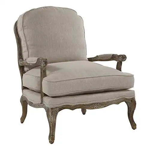 Lexicon LIDA Oak Wood Accent Chair with Feather Topper, Neutral