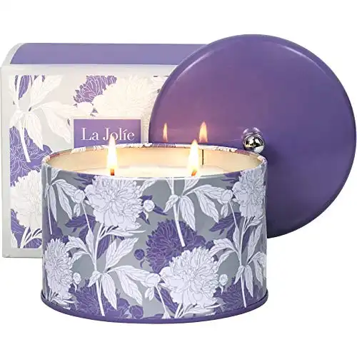 LA JOLIE MUSE Lavender Scented Candle - 14.1 oz Large Candles Gifts for Women, 2 Wicks Aromatherapy Candle for Home, Relaxing Stress Relief Candles, Long Burning Time