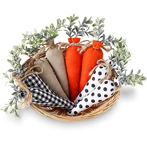 8 Pcs Easter Carrot Fabric Carrot Toy Artificial Carrot Rustic Nonwoven Stuffed Carrot for Farmhouse Spring Easter Baskets Decor Vase Filler Decor Tiered Tray Decoration 4 Styles
