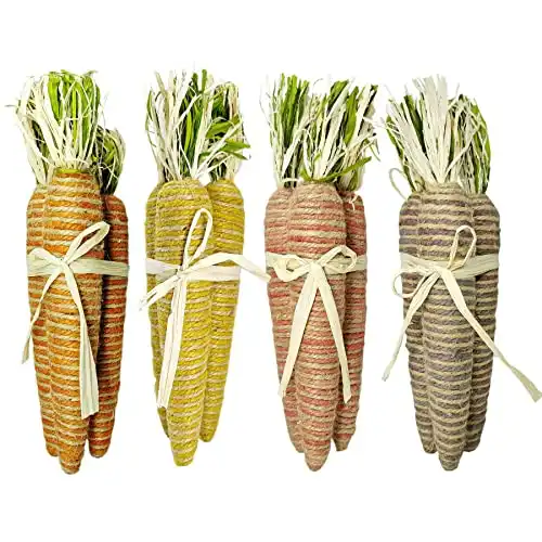 Nature Vibe 11 Inches Sisal Carrot Easter Decor,12 Pack Multicolor Carrot Decor w Raffia Bow for Easter Table Decorations,Jute Twine Carrots as Spring Decor