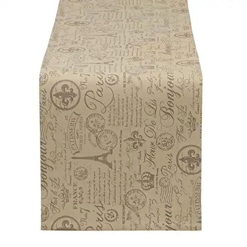 DII French Style Tabletop Kitchen Collection, Reversible Table Runner, 14x72, Parisian Flourish