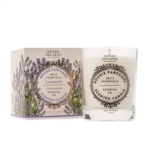 Panier des Sens - Lavender Candle - Scented Candles for Home - Essential Oil Candle - Aromatherapy Candles for Relaxation Made in France - Long Lasting & 100% Natural Cotton Wick - Vegan - 6.3 oz