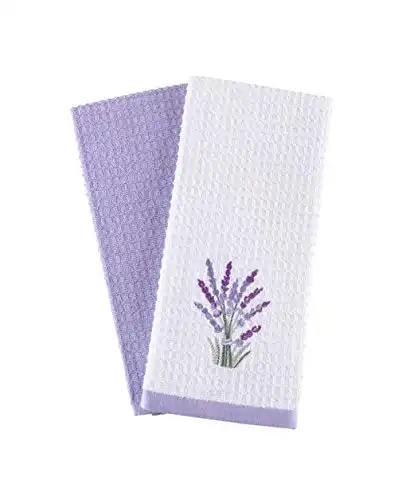 Hiera Home Kitchen Towels - Ultra Soft Cotton and Super Absorbent Dish Towels for Kitchen, Large Kitchen Towel 24x16 Inches, Natural Cotton Dish Towels Pack of 2 (Lavender)