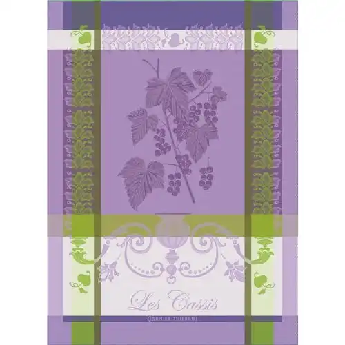 Garnier Thiebaut Les Cassis Purple French Kitchen Towel 22"x30", Cotton, Jacquard