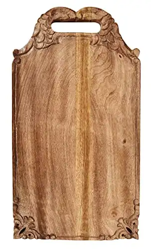 Winlay Mango wood hand carved Chopping & Serving Tray for kitchen, dining table and outdoor SIZE 16.5x9x0.95 inch