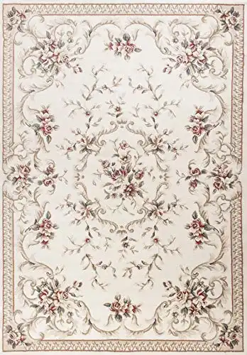 NEW HOME Classic Floral 5'3 x 7'7 Accent Rug in Ivory,