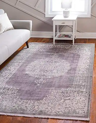 Unique Loom New Classical Collection Area Rug - Olwen (7'x 10' Rectangle, Purple/ Gray)