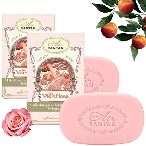 Air d'Antan All Natural Soap For Women: Rose Soap Bars Multipack 2x3.52oz Rose, Peach and Patchouli Soap Bars - South Of France Handmade Body Soap Bars Set - Organic Oils - Bar Soap for Women -