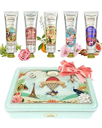 Un Air d'Antan French Nails & Hand Cream Gift Set 5 Pc Lotion Gift Set for Women - Lotion Sets For Women Gift: Hand Cream Set With Shea Butter - Almond, Verbena, Floral, Rose, Almond, Cherry ...