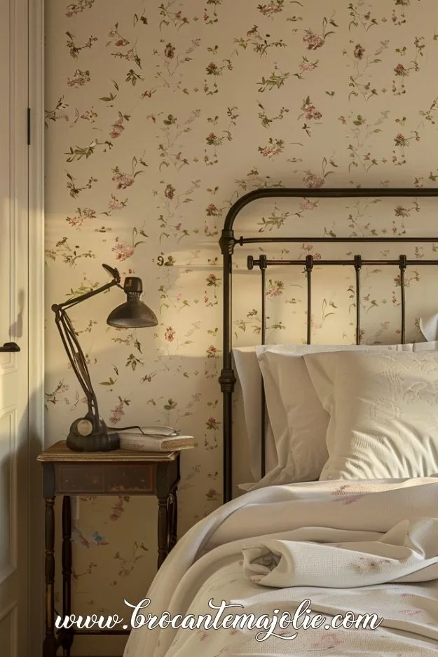 french country floral pattern bedroom