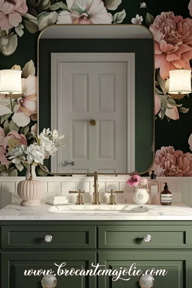 french country wallpaper bathroom