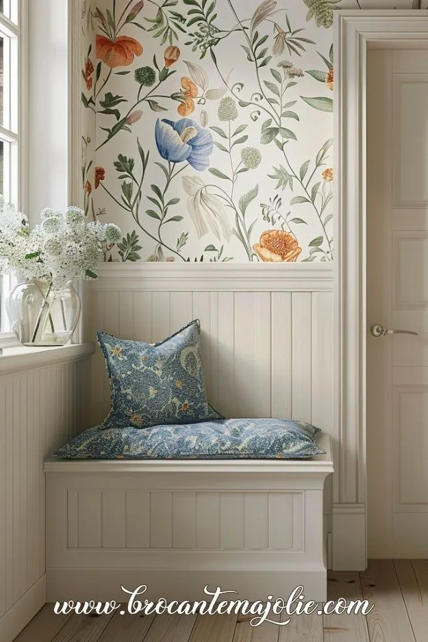french country floral pattern entryway