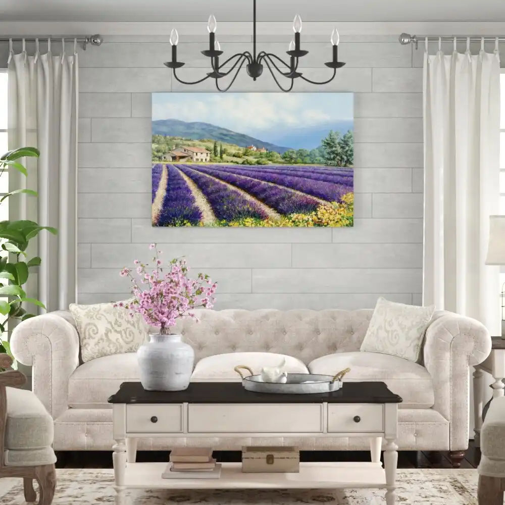 Fields Of Lavender On Canvas by Michael Swanson Painting
