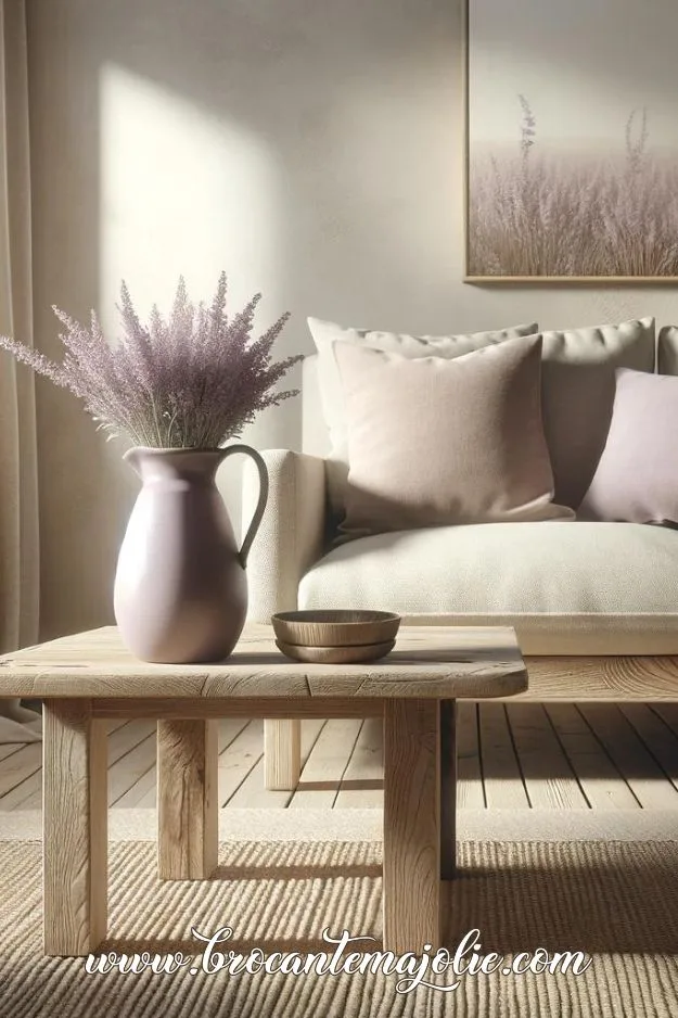 french farmhouse lavender living room