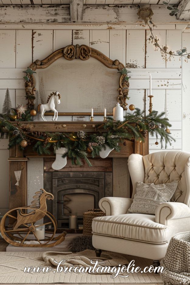 farmhouse christmas mantle decor