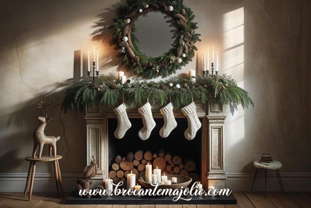 farmhouse christmas living room mantle