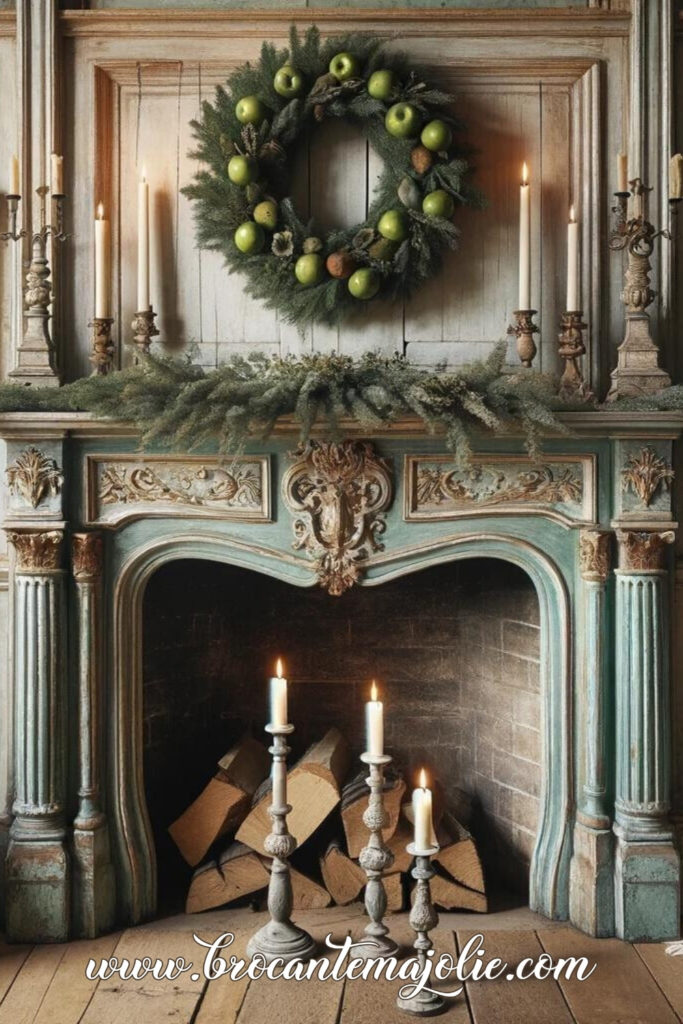 neutral christmas mantle decor