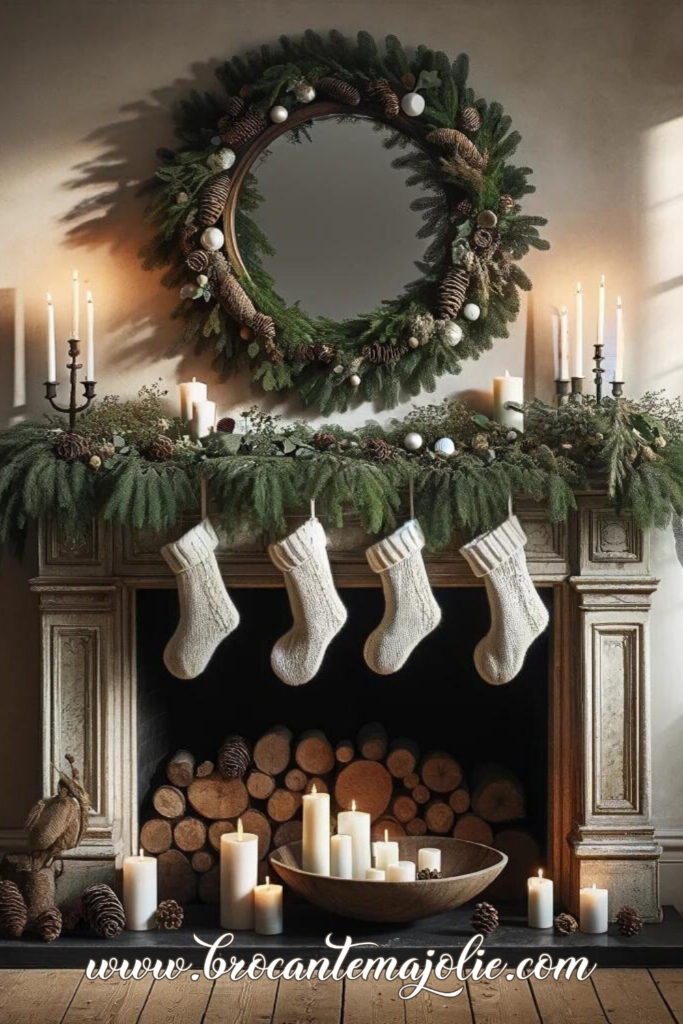 greenery christmas mantle decor