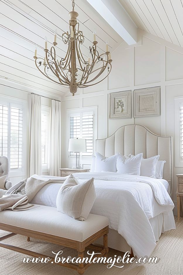 french country chandelier in bedroom