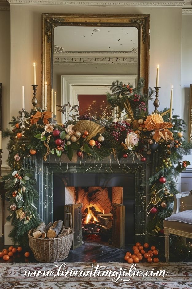 vintage christmas mantle decor