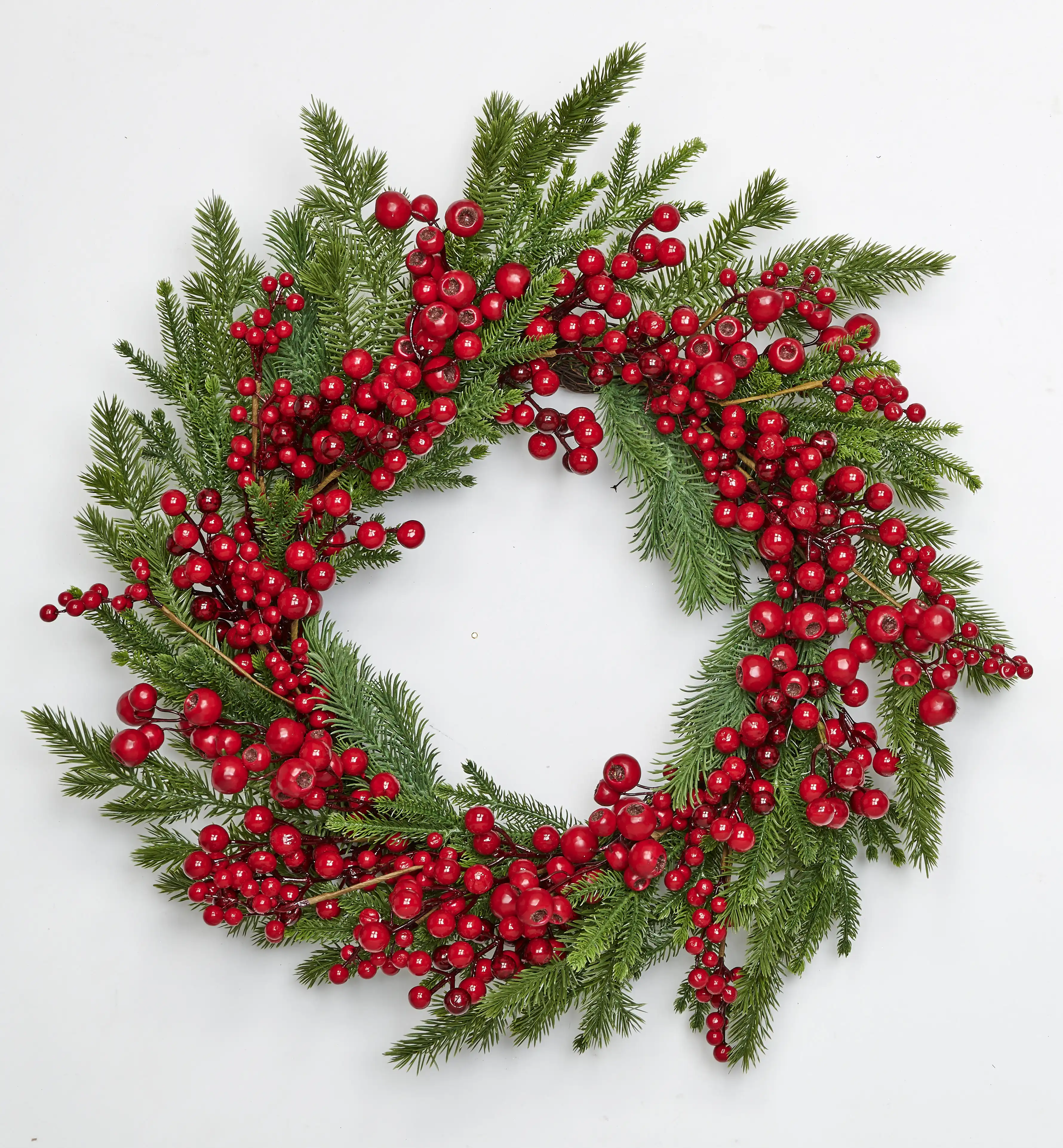 The Holiday Aisle 24" Red Berries & Cedar Wreath | Wayfair