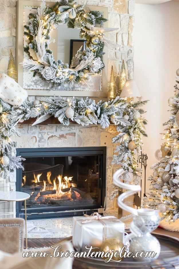 glamorous christmas mantle decor