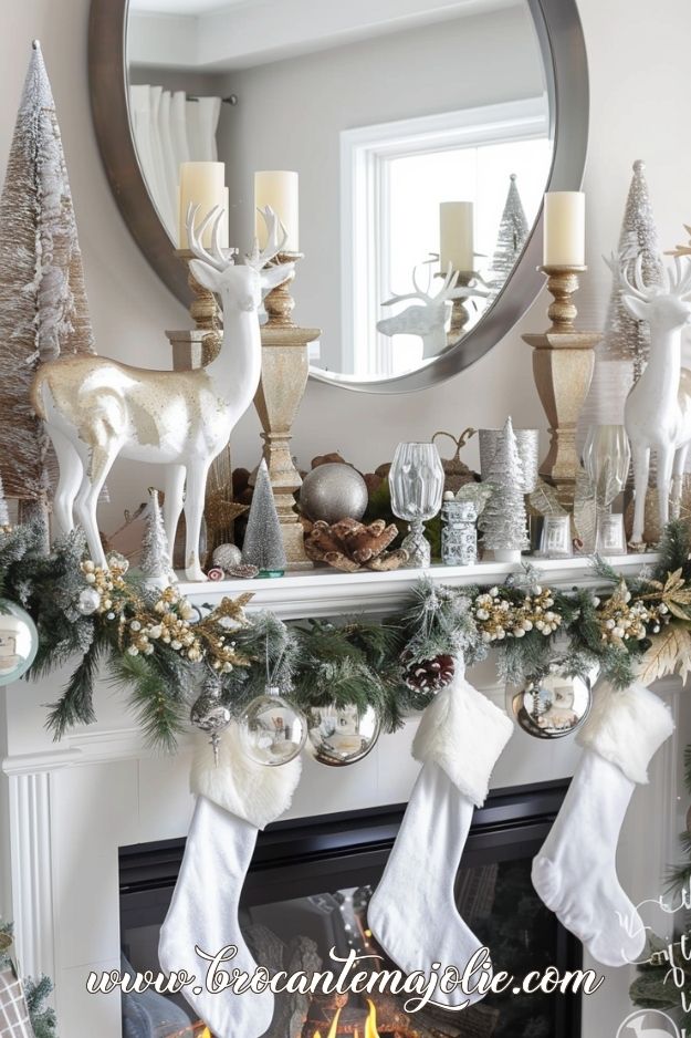 glamorous christmas mantle decor